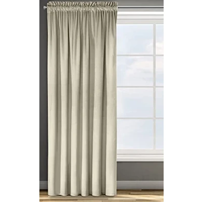 Image of Eurofirany Design91 ROSA Soft Plain Opaque Velvet Curtain with Tape For Rail 1 Unit, Fluffy Panel Drape Classic Glamour Elegant Living Room, Bedroom, W55 x L106, Silver