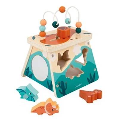 Image of Janod Multi Volcano 5 Activities Early Learning Game Fine Motor Skills Children’s FSC Wood Dinosaur Toy 12 Months +, J05827, Multicolor