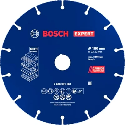 Image of Bosch 1x EXPERT Carbide Multi Wheel Cutting Disc for Large Angle Grinders (for Hardwood, Wood with nails, Ø 180 mm, Professional Accessory Grinder)