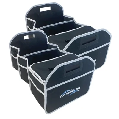 Image of CARSHARK 2 x Car Boot Organiser Storage Box, in 1, Collapsible, with Cooler Bag