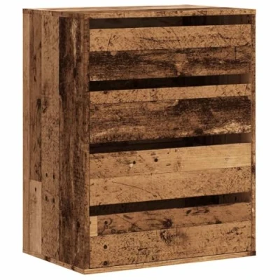 Image of vidaXL Corner Chest of Drawers 4 Drawer Cabinet Old Wood Finish Engineered Storage 60 x 41 76 cm Timeless Design for Living Room, Bedroom, Office