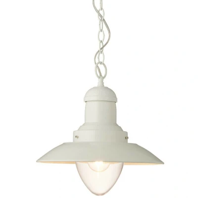 Image of Polperro Single Pendant Ceiling Lamp, Gloss Cream, Glass