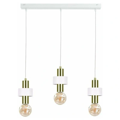 Image of Unica Bar Pendant Ceiling Light White, Gold, 60cm, 3x E27