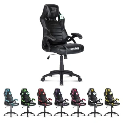 Image of BraZen Puma PC Chair Gaming for Adults Office Computer Chairs Adult Video Game Black Grey