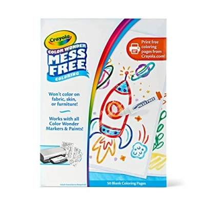 Image of CRAYOLA Color Wonder Mess Free Coloring, Blank Coloring Pages, 50 Count, Printable Page Refill Set, Small