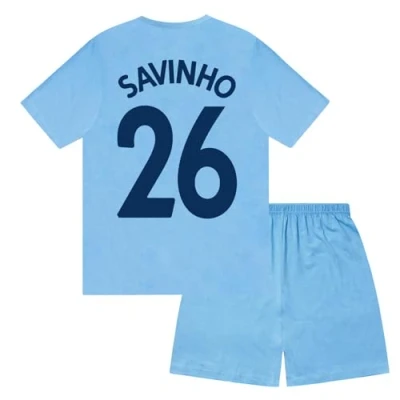 Image of MANCHESTER CITY FC Boys Savinho 26 Sublimation Short Pyjamas Navy 10 11 Years