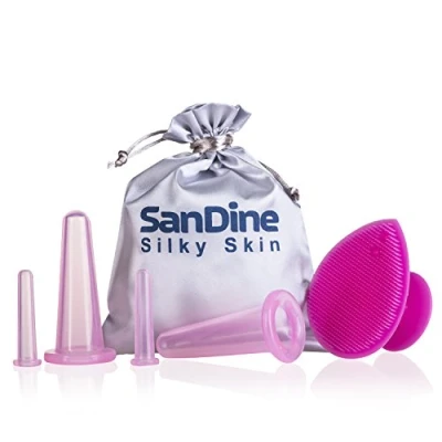 Image of Face Cupping Set Therapy for Facial Sets Ideal to Cup your Cheeks, Chin and Lips Anti Cellulite Silicone Cups Kit by Sandine (pink)
