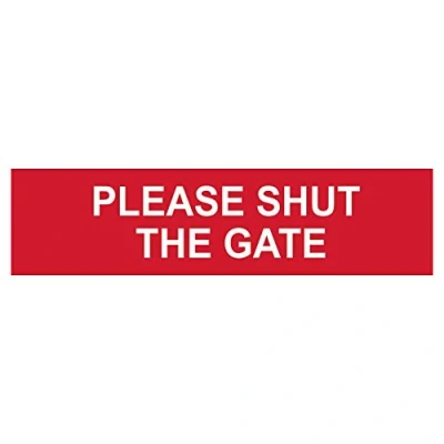 Image of Scan SCA5250 Self adhesive PVC sign Please shut the gate 200 x 50mm, White