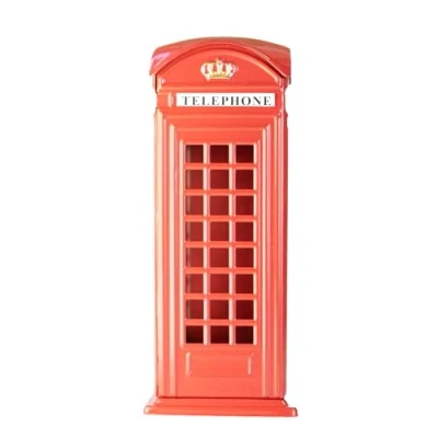 Image of SAJAK London Red Telephone Money Box Piggy Bank Coins Jar Cash Safe Banks Phone Booth Metal Home Decoration Souvenir Keepsake Kiosk