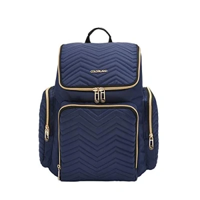 Image of Colorland Georgia Baby Diaper Backpack Lightweight Large Opening Bag with Changing Mat and Insulated Pockets, Navy