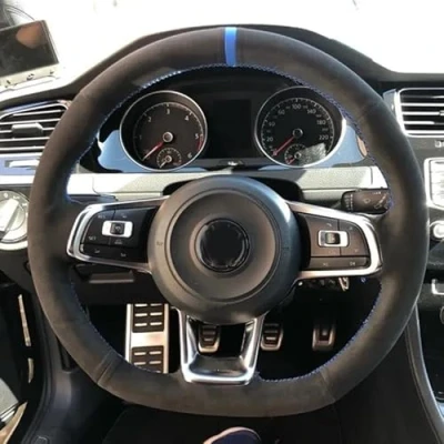 Image of AOOSIR Steering Wheel Protector Customized Car Cover Hand Sewing Braid For VW Golf 7 GTI MK7 Polo Scirocco 2015 2016 (Color : Style 5)