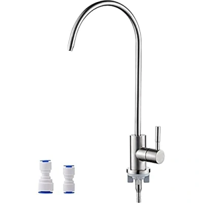 Image of Ibergrif M22301A Drinking Water Filter Kitchen Tap,304 Stainless Steel Modern Single Lever Home Faucet for UK, 360 Swivel, Reverse Osmosis with 2 Tap Adapter, Silver