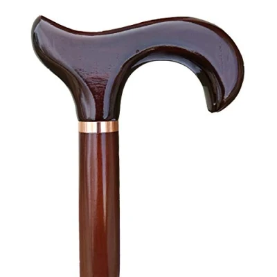 Image of Gents Wooden Derby Cane with Collar Walking Stick in Dark Brown Wood Stain 94cm (37&quot;) Height