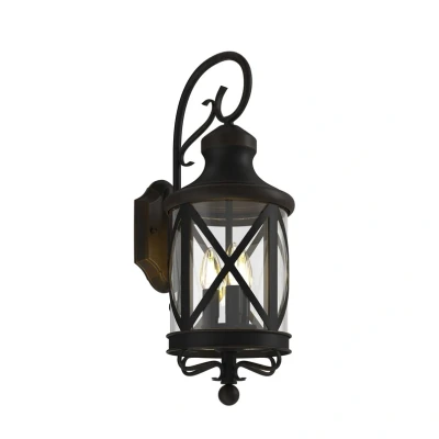 Image of Outdoor Wall Light &#039;Marcellino&#039; dimmable (Antique, Vintage) in Brown Made of Metal (3 Sources, E14) from Lucande lamp for Exterior/Interior Walls, House, Terrace und Balcony