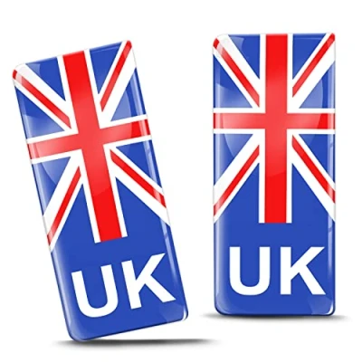Image of Biomar Labs 2 x 3D Gel Silicone Badge Car Number Plate Self Adhesive Stickers GB UK United Kingdom Union Jack National Flag EU Motorcycle Road Decals QS 9