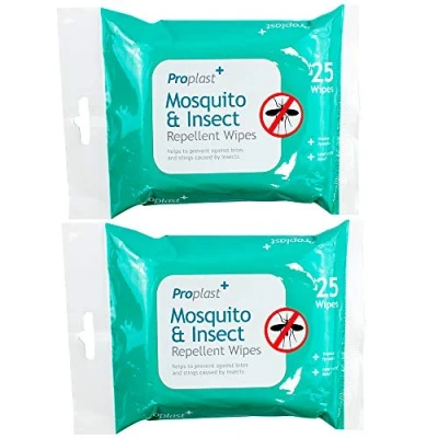 Image of 25pk Mosquito Insect Midge Repellent Wipes Tropical Formula Bite Deet Free 2X Pack (50 Wipes)