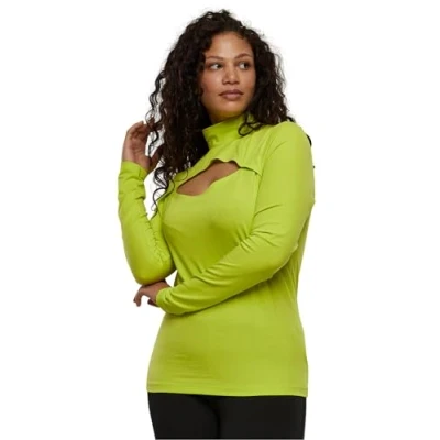 Image of Urban Classics Cutout Turtleneck Long sleeved top, Women&#039;s, Size: Large, Frozenyellow