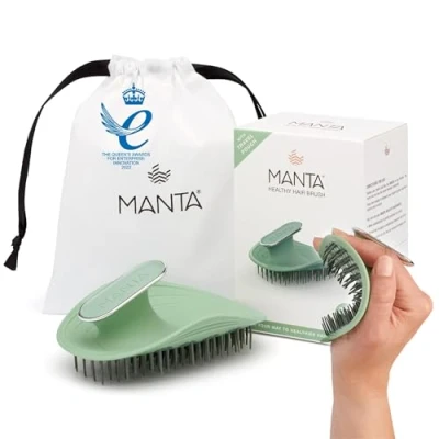 Image of Manta Anti Breakage Hair Brush, Gentle Wet &amp; Dry Detangler Hairbrush for All Types, Soft Scalp Shower Promote Healthy Growth, Hairbrushes Women Men, Green