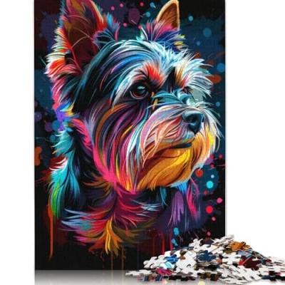 Image of Jigsaw Puzzles 1000 Pieces for Adults Yorkshire Terrier Dog Puzzle Cardboard Toy Wall Decor Size : 38x26cm