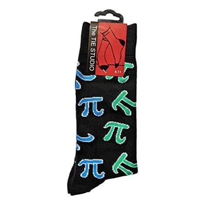 Image of Tie Studio PI Symbols on Black Unisex Novelty Ankle Socks Adult Size 6 11