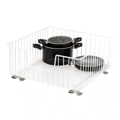 Image of bremermann Cabinet Basket Drawer 50cm Wide Floor Telescopic with Shelf Kitchen (White)