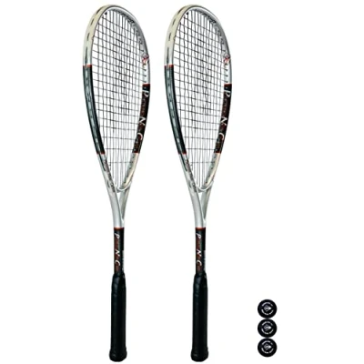 Image of Browning Platinum Deluxe Silver/Black Twin Squash Set inc 3 Balls