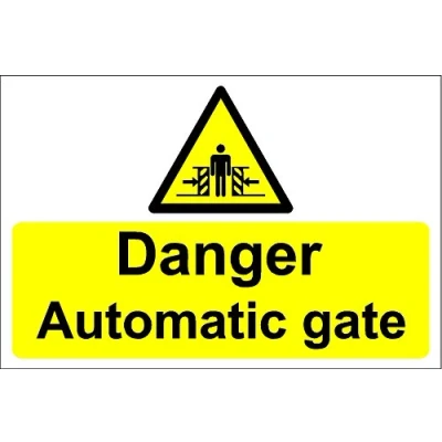 Image of Danger Automatic Gate Safety Sign 1.2mm rigid plastic 300mm x 200mm