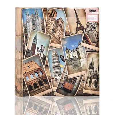 Image of Arpan 10 x 15 cm Vintage Collage UK European Travel Memo Photo Album for 200 Photos 4 6&#039;&#039;