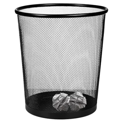 Image of MantraRaj Round Metal Waste Paper Bin Mesh Wastebasket Trash Can for Bathrooms, Kitchens, Home Offices, Dorm Rooms Lightweight Alloy Steel Garbage 9L Capacity Office Dustbin (1 X BLACK)