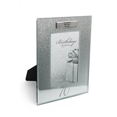 Image of Personalised 70th Birthday Photo Frame Silver Glitter Gift