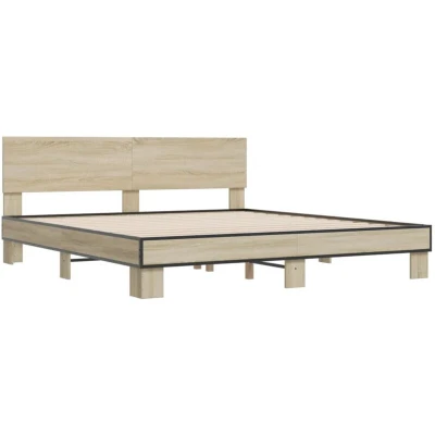 Image of vidaXL Bed Frame without Mattress Sonoma Oak 180x200 cm Super King