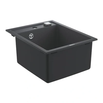 Image of GROHE K700 Composite Sink, 40cm, in Granite Black, Top Mounted, 1 Bowl, with Overflow and Automatic Waste Fitting 31650AP0