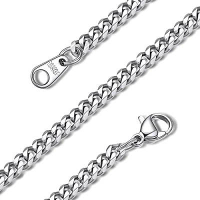 Image of GOLDCHIC JEWELRY 3mm Light Curb Men Women Necklace, 316L Stainless Steel Flat Cuban Link Chain for Pendant