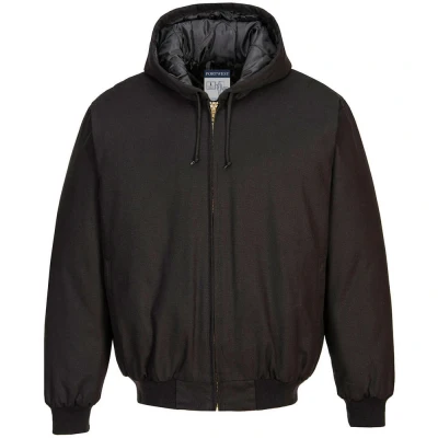 Image of Portwest Duck Quilt Lined Hooded Jacket Black Medium