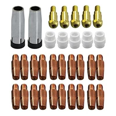 Image of RIVERWELD 24KD MB24 Contact Tip 1.0mm Conical Gas Nozzle Holder Fit MIG MAG Co2 Welding Torch 32pcs