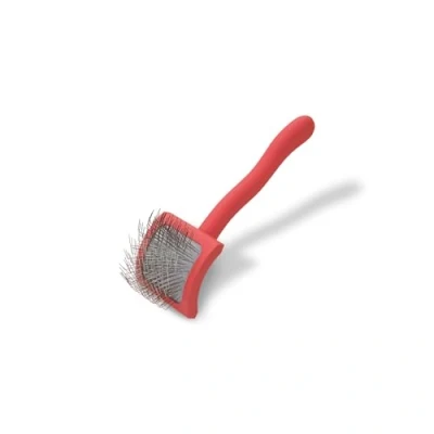 Image of Chris Christensen Baby G Dog Slicker Brush, Groom Like a Professional, Fluff Detangle Style, Saves Time Energy, Coral, Small