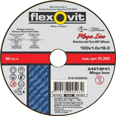 Image of Flexovit 230X1.9X22.23MM A46T BF41 Flat Cutting Wheel