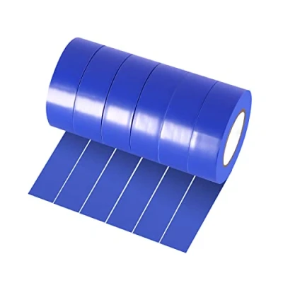 Image of Xrkuu 6 Rolls Blue Electrical Tape, 18mm x 10m PVC Insulation Waterproof Strong Adhesive Electric Tape for Wire Projects, Insulating and Repair Broken Wires