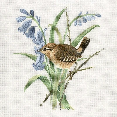 Image of Heritage Crafts Wren Counted Cross Stitch Kit Aida