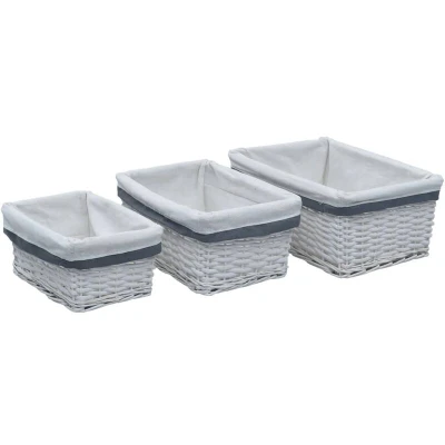 Image of vidaXL 3 Piece Nesting Basket Set White Willow