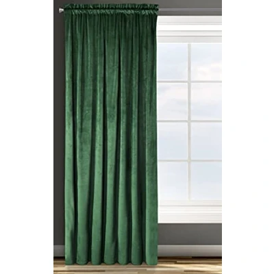 Image of Eurofirany Design91 ROSA Soft Plain Opaque Velvet Curtain with Rufflette Tape For Rail 1 Unit, Fluffy Panel Drape Classic Glamour Elegant Living Room, Bedroom, W53 x L118, Powder