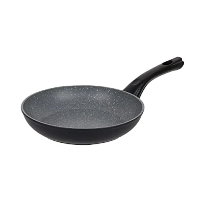 Image of URBN CHEF FORGECROSS Black &amp; Grey Marble Forged Pressed Aluminium Non Stick Induction Safe Cooking Frying Pans Cookware (24cm Pan)