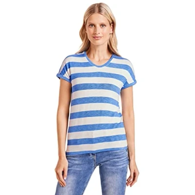 Image of Cecil Women&#039;s B319644 Short Sleeved Shirt, Marina Blue Melange, M