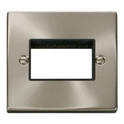 Image of Click Deco 1 Gang Minigrid Unfurnished Plate 3 Apertures Black Satin Chrome VpsC403BK