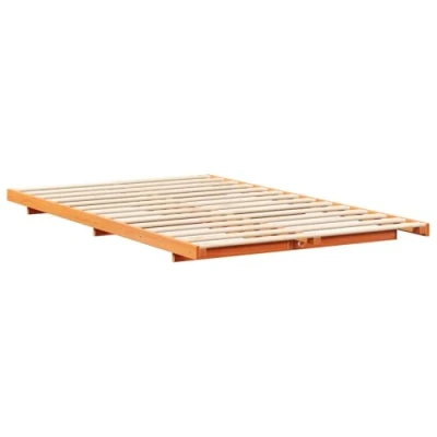 Image of Floor Bed Frame Wax brown 120 x 200 cm Solid pine wood Vidaxl
