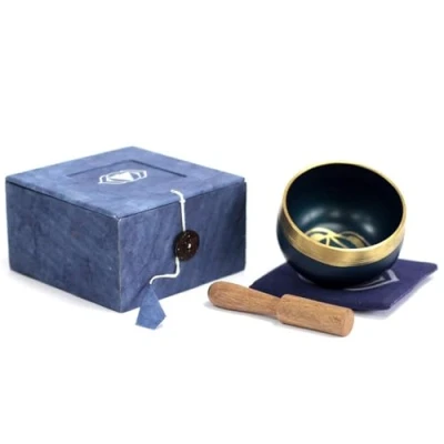 Image of 7 Chakra Singing Bowl Gift Boxed Set with Wooden Striker and Mat/Cushion Mindfulness Meditation Yoga (Third Eye)