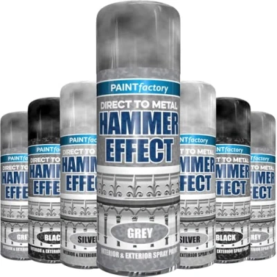 Image of AlezyB 1 x Hammered Effect Grey Spray Paint 400ml, Use for Interior &amp; Exterior Aerosol Metal Wood and Plastic