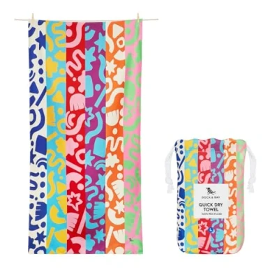 Image of Dock &amp; Bay Beach Towel Quick Dry, Sand Free Compact, Lightweight 100% Recycled Includes Bag Power of Positivity, Medium (130x70cm, 51x27)