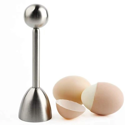 Image of Soft Hard Boiled Egg Cracker Topper Stainless Steel Shell Separator Remover Eggs Cutter