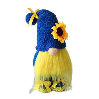 Image of AEX Christmas Gnome Faceless Doll Toy Santa Claus Home Table gonk Decoration Plush Elf Decor Kids Xmas Ornament Party Gift Holiday Festival Supplies (Sunflower Blue)